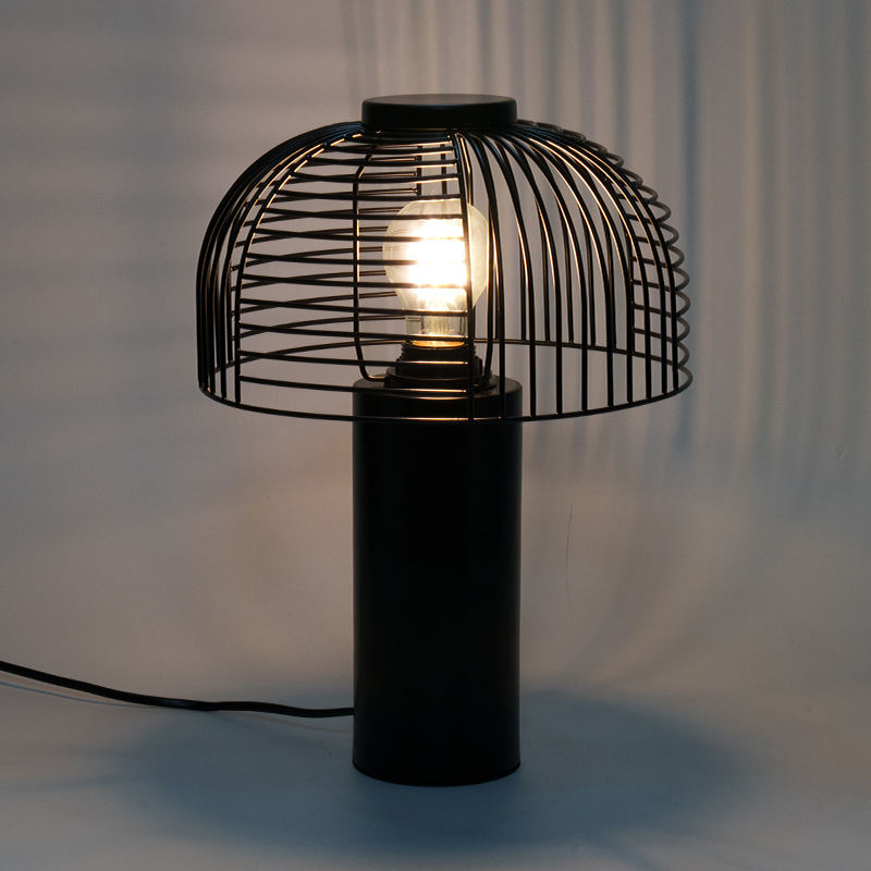 Svart fuglebur smi jernbordlampe