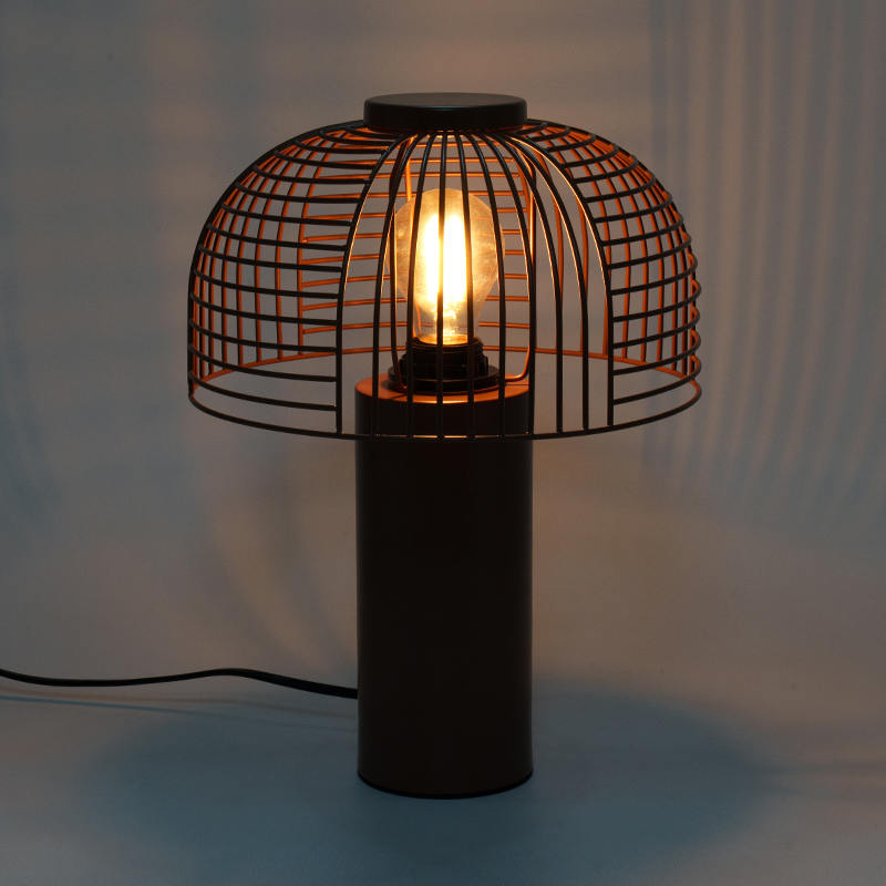 Svart fuglebur smi jernbordlampe