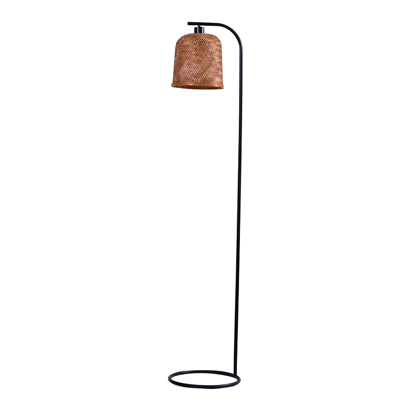 Brun bambus lampeskjerm gulvlampe