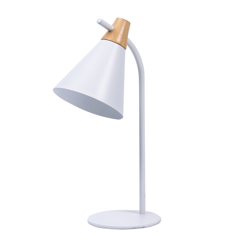 Hvit enkel jernmetallbordlampe