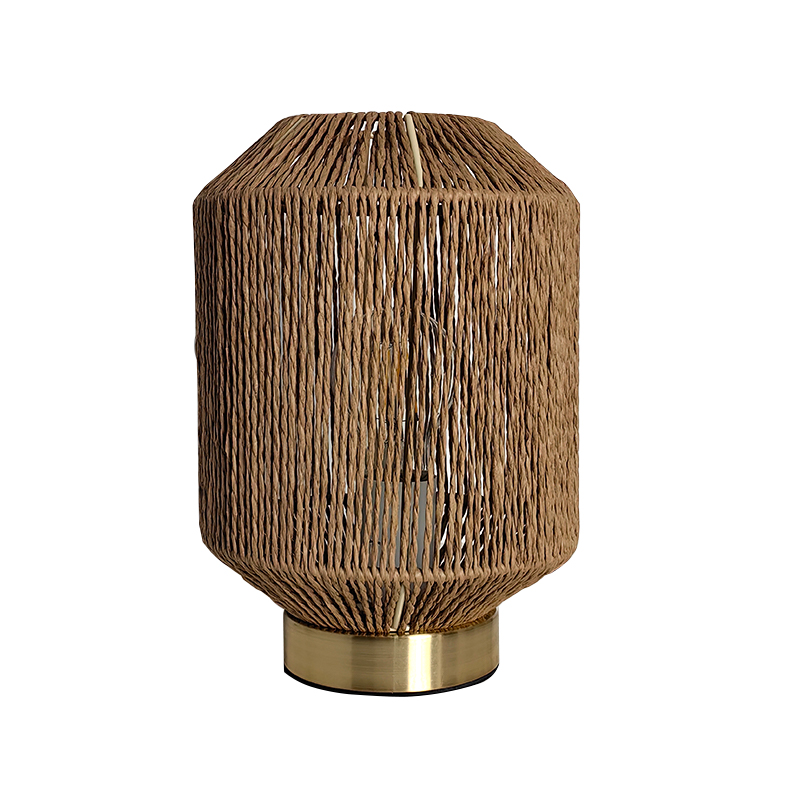 Pastoral papir vevd lykterformet bordlampe
