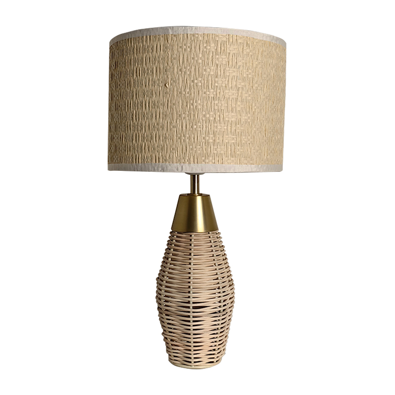 Papirvevd lampeskjerm Rattan basebordlampe